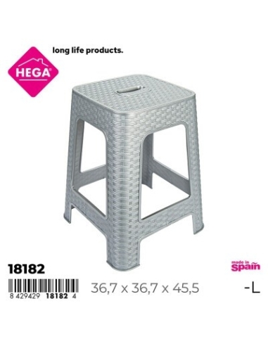 TABURETE RATTAN LINE 45,5CM. GRIS