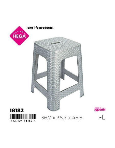 TABURETE RATTAN LINE 45,5CM. GRIS