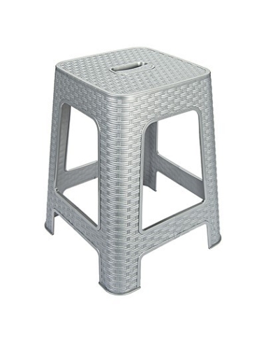 TABURETE RATTAN LINE 45,5CM. GRIS