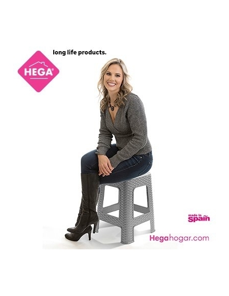 TABURETE RATTAN LINE 45,5CM. GRIS