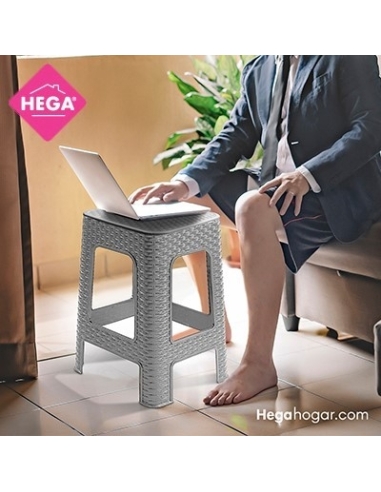 TABURETE RATTAN LINE 45,5CM. GRIS