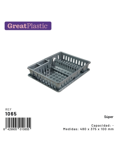 ESCURREPLATOS CON BANDEJA PLATA SUPER