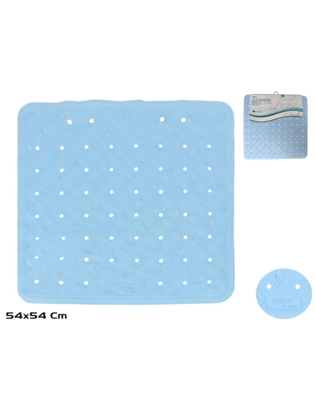 ALFOMBRA ANTID. AZUL GOMA NATURAL 54X54CM