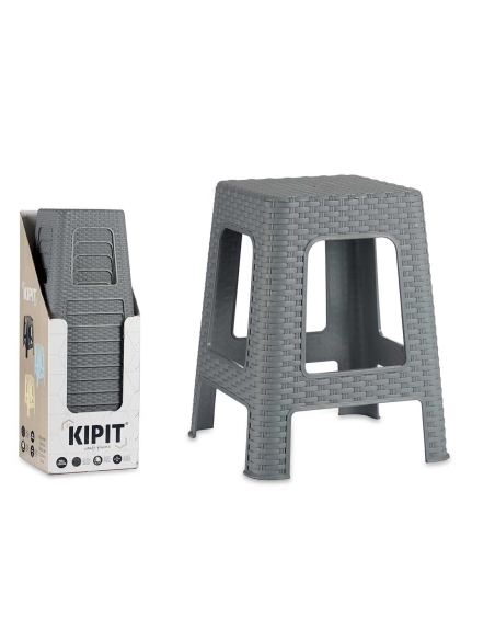 TABURETE PLASTICO RATAN GRIS (A)